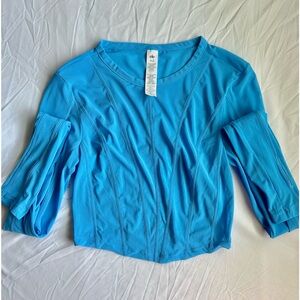 NWT ALO Yoga Azue Blue Mesh Cropped Fine Line Long sleeve